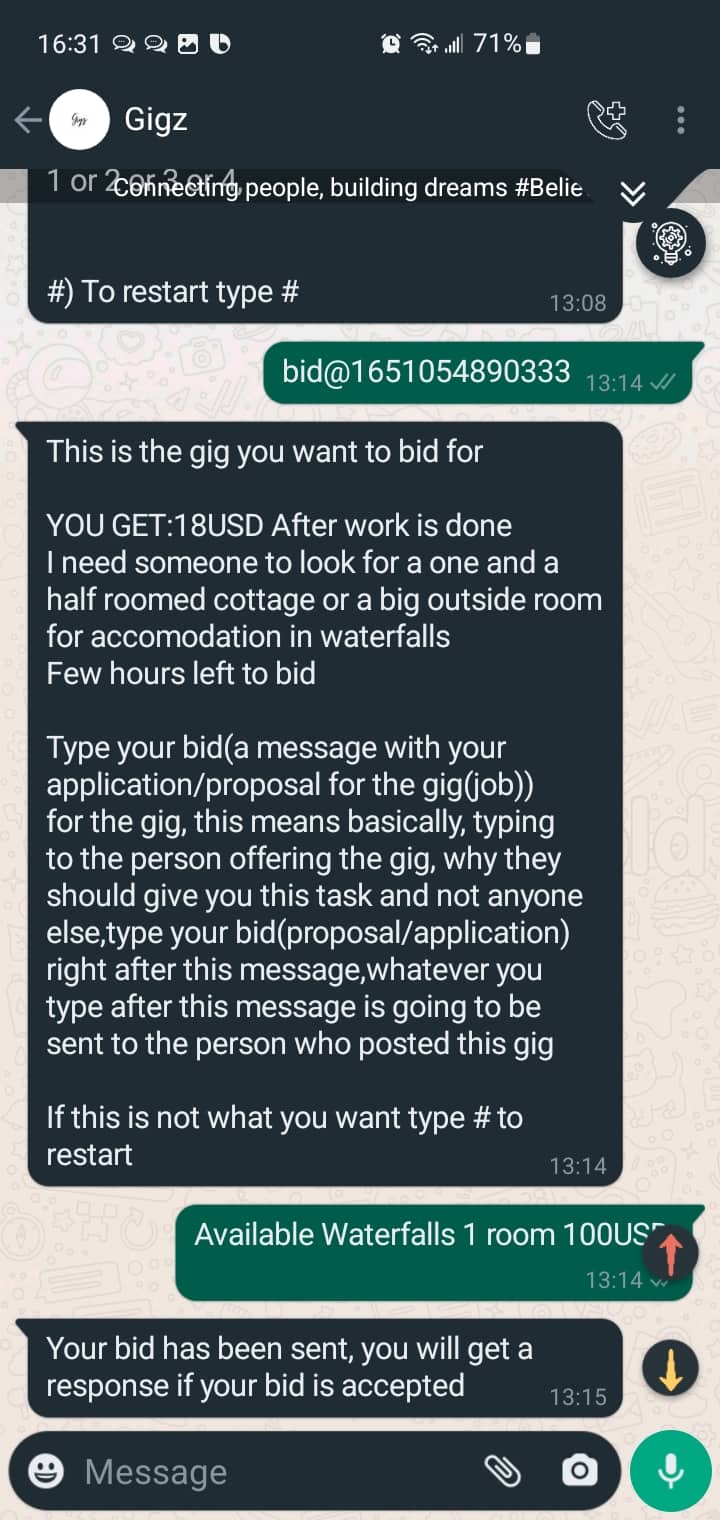 Bid for a gig